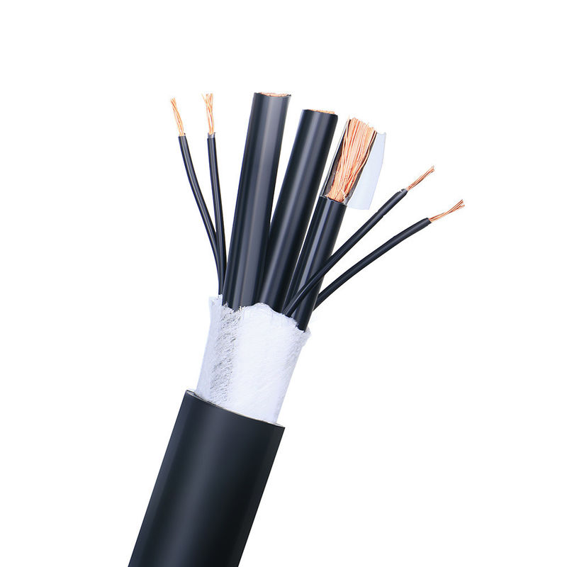 สีดํา PVC Jacket Coaxial Cable ซีรี่ย์ RG6 / Rg58 / Rg11 / Rg59 สําหรับการสอดส่องวีดีโอ