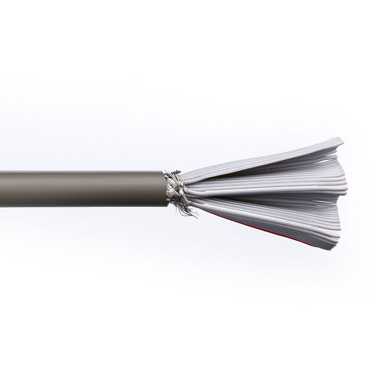 วัสดุ sheath PVC UL2464 สีเทากับขอบสีแดง 20 ปิน Flat Ribbon Speaker Cable
