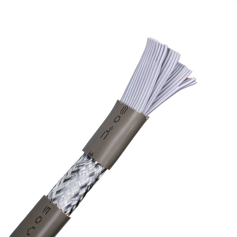 วัสดุ sheath PVC UL2464 สีเทากับขอบสีแดง 20 ปิน Flat Ribbon Speaker Cable