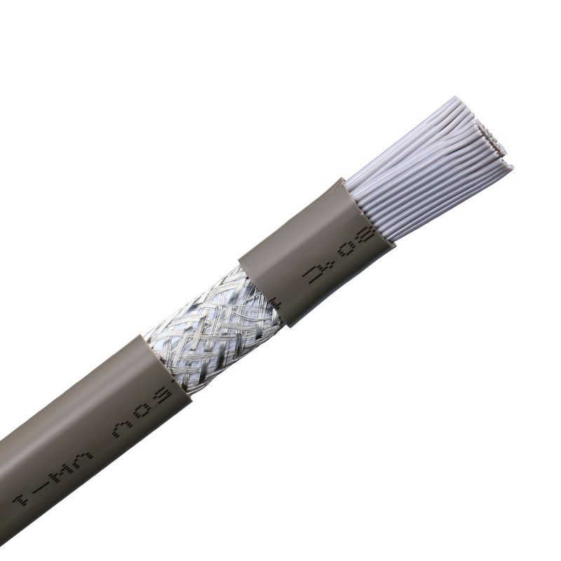 วัสดุ sheath PVC UL2464 สีเทากับขอบสีแดง 20 ปิน Flat Ribbon Speaker Cable