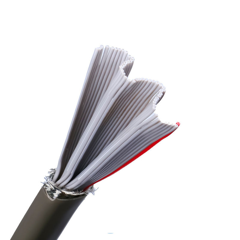 วัสดุ sheath PVC UL2464 สีเทากับขอบสีแดง 20 ปิน Flat Ribbon Speaker Cable