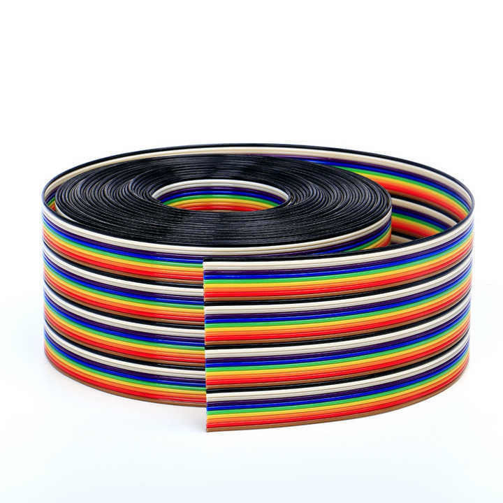 UL2651 28AWG 1.27mm Pitch Rainbow Ribbon Harness Cable Flat สําหรับการใช้งานในอุตสาหกรรม