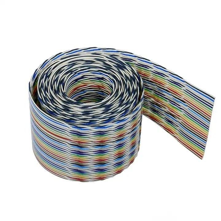 UL2651 28AWG 1.27mm Pitch 10pin 12pin Rainbow Ribbon Harness สายเคเบิลเรียบสําหรับอุตสาหกรรม