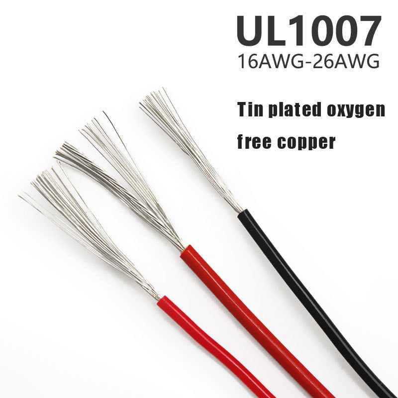 ทนต่อความร้อน UL1007 สายกันไฟ PVC 16-28 AWG สายทองแดงกระป๋องที่มีช่วงอุณหภูมิที่กว้าง