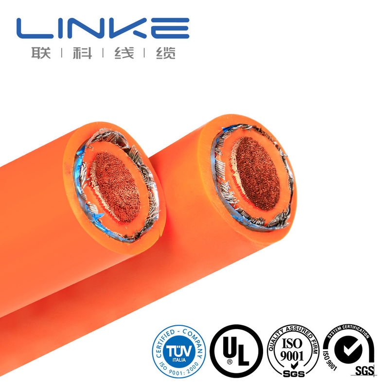XLPE Jacket สายไฟฟ้าความดันสูง Ev สายไฟฟ้าชาร์จ 25Mm2 35Mm2 50Mm2 70Mm2 ส้ม 1000/1500V สายไฟฟ้ารถยนต์ HV ที่กันไฟฟ้า