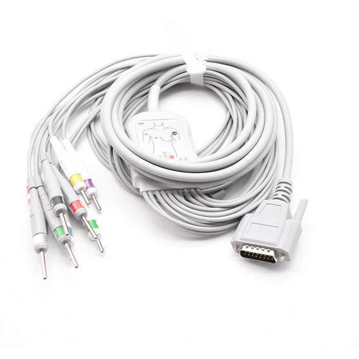การปรับแต่ง ECG สายนํา 6p 3 สายนํา Snap Cables Aha Trunk Cable สายเชื่อมอุปกรณ์การแพทย์
