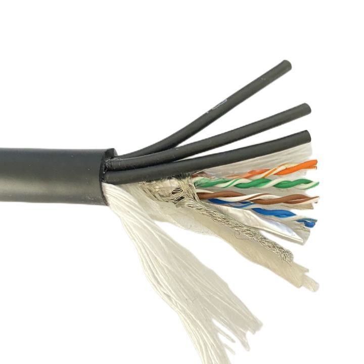 สายเคเบิลคอมพอสิตแบบยืดหยุ่นสูงที่กําหนดเอง สายเคเบิลเครือข่ายทองแดง Cat 5 สําหรับโรงไฟฟ้า