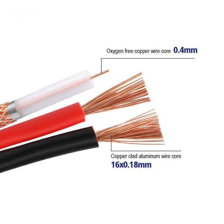 ทองแดงเปลือย 750hm สายโคเอชชียล 100 เมตร สาย Rg174 มีกระแสไฟฟ้า 300V PVC Jacket