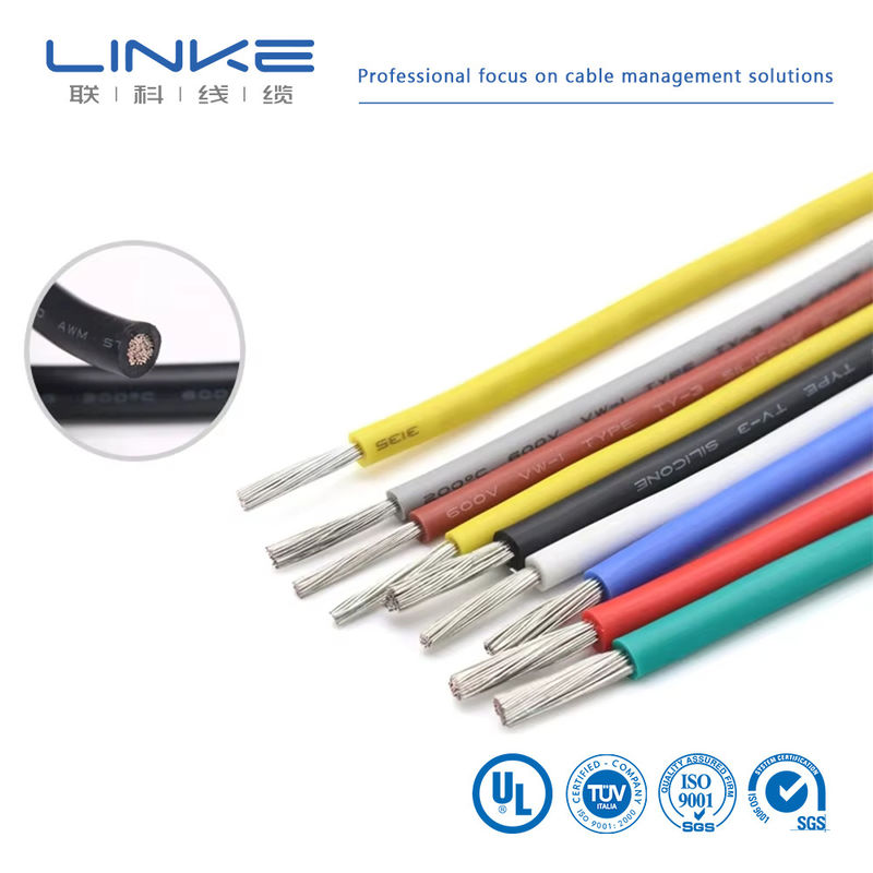 UL3135 สายยางซิลิโคน 30 28 26 24 22 20 18 16 14 12 10 AWG ไซลูเลอร์อ่อนทองแดง