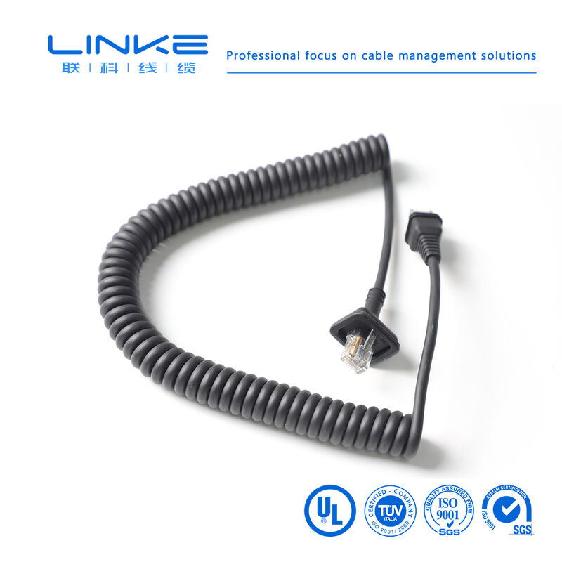 สายเคเบิลเครือข่ายสปริงแบบมีฉนวนหุ้ม Gigabit Cat 6 สำหรับอุตสาหกรรมพร้อมขั้วต่อ RJ45 สำหรับ Industrial Ethernet