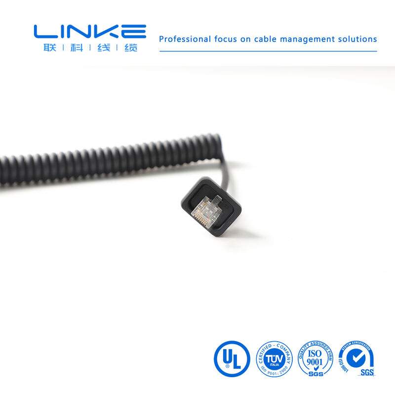 สายเคเบิลเครือข่ายสปริงแบบมีฉนวนหุ้ม Gigabit Cat 6 สำหรับอุตสาหกรรมพร้อมขั้วต่อ RJ45 สำหรับ Industrial Ethernet
