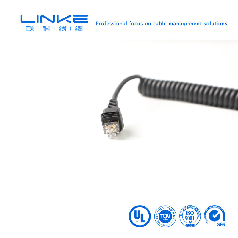 สายเคเบิลเครือข่ายสปริงแบบมีฉนวนหุ้ม Gigabit Cat 6 สำหรับอุตสาหกรรมพร้อมขั้วต่อ RJ45 สำหรับ Industrial Ethernet