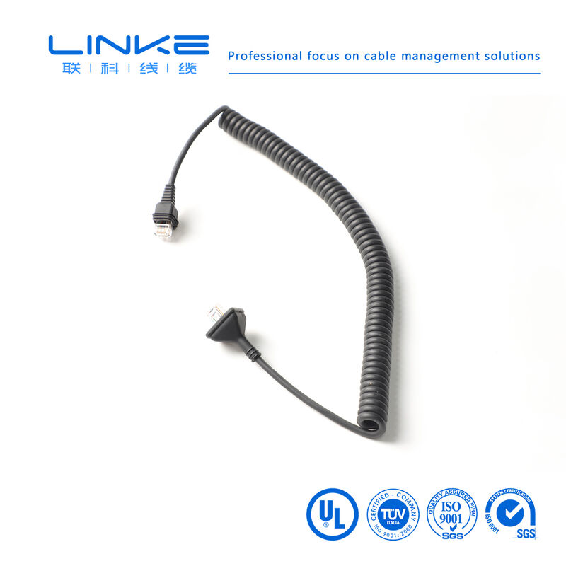 สายเคเบิลเครือข่ายอุตสาหกรรมแบบสปริงหุ้มฉนวน Gigabit Category 6 พร้อมขั้วต่อ RJ45 สำหรับการใช้งาน Industrial Ethernet